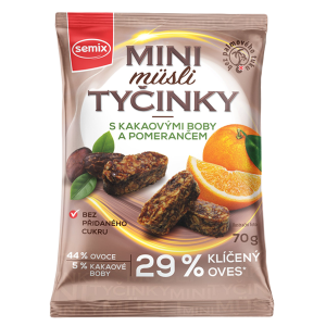 MINI baton musli KAKAO I POMARAŃCZA bezglutenowy 70 g SEMIX