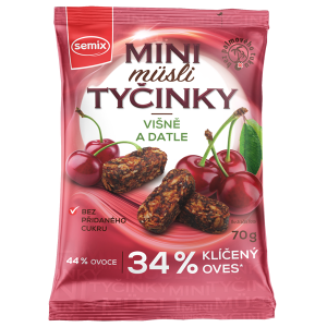 MINI baton musli WIŚNIA I DAKTYL bezglutenowy 70 g SEMIX
