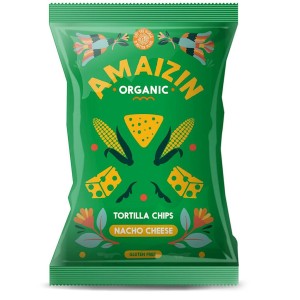 CHIPSY NACHOS KUKURYDZIANE O SMAKU SEROWYM BEZGLUTENOWE BIO 150 g - AMAIZIN