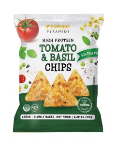 CHRUPKI PIRAMIDKI PROTEINOWE POMIDOR BAZYLIĄ BG 60g POPCROP