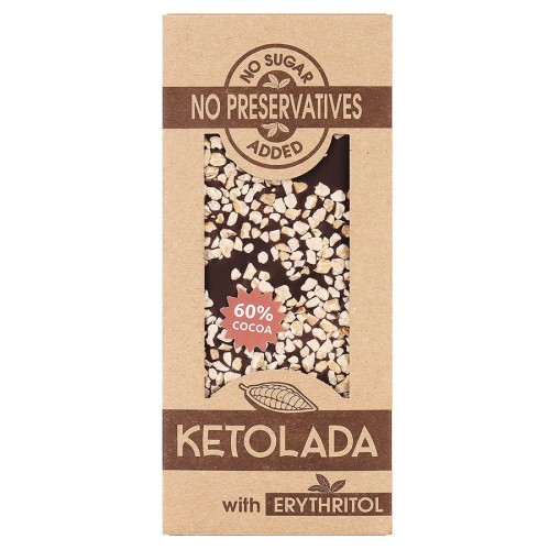 5904365084017 KETOLADA - czekolada z migdałami słodzona erytrytolem bez dodatku cukru, 100g