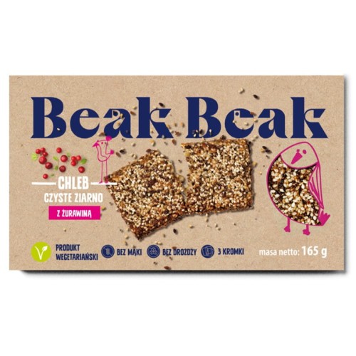5901764234562 Chleb Czyste Ziarno z Żurawiną Beak Beak, 165g