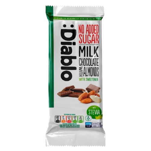 5060309490808 Czekolada mleczna z migdałami bez dodatku cukru Diablo, 75g