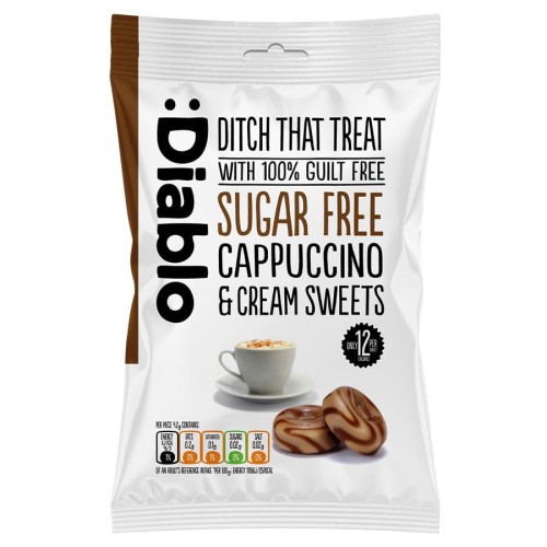 5060309490150 Cukierki śmietankowe o smaku cappuccino bez cukru Diablo, 75g