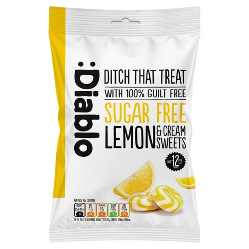 5060309490143 Cukierki śmietankowe o smaku cytryny bez cukru Diablo, 75g