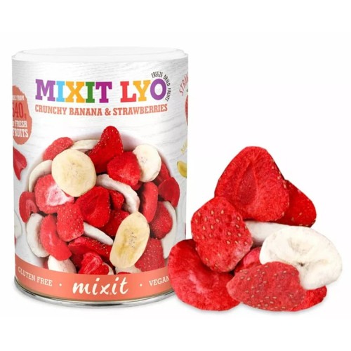 8594172184535 Liofilizowane "Chrupiące owoce - banan, truskawka" Mixit, 80g