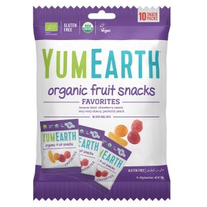 Żelki owocowe bez żelatyny - banan, truskawka, wiśnia, brzoskwinia YumEarth BIO, multipack 10x19,8g