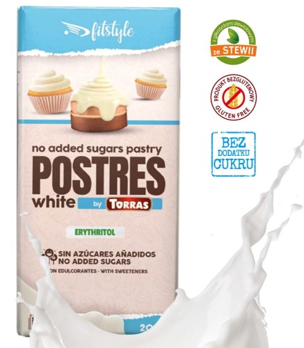 8410342007377 Czekolada biała z erytrytolem i stewią 200 g - Torras