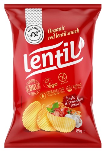 8588007731902 Chipsy z czerwonej soczewicy o smaku pesto rosso BEZGL. BIO 85 g