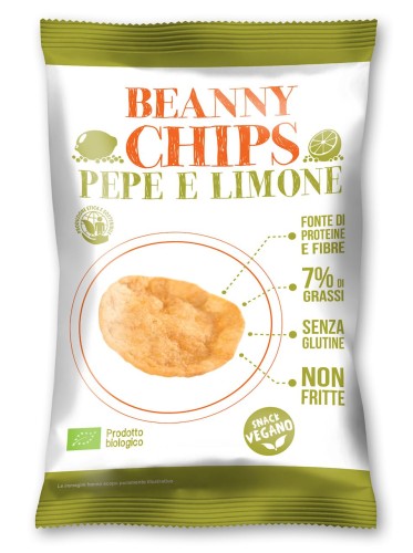 8051490401121 CHIPSY (CHRUPKI) Z SOCZEWICY I ZIEMNIAKÓW O SMAKU CYTRYNY Z PIEPRZEM BEZGLUTENOWE BIO 40 g - BEANNY CHIPS