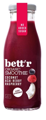 3800233782400 SMOOTHIE TŁOCZONE NA ZIMNO Z MALINĄ, JAGODĄ ACAI I KOKOSEM BIO 250 ml - SMART ORGANIC (BETT'R)