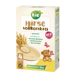 KASZKA JAGLANA PEŁNOZIARNISTA BEZ DODATKU CUKRÓW BEZGLUTENOWA OD 5 MIESIĄCA BIO 225 g - LEBENSWERT (HOLLE)