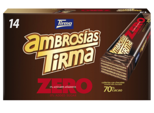 Wafelki w polewie czekoladowej gorzkiej 70% kakao bez  cukru (14x21,5g) 301g TIRMA