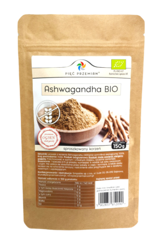 5902837812090 Ashwagandha bezglutenowa BIO 150 g - Pięć Przemian