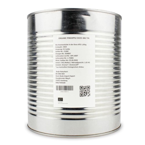 4026363210821 ANANAS KAWAŁKI W SOKU WŁASNYM BIO 3 kg (1,65 kg) (PUSZKA) - HORECA