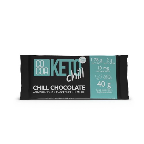 5902565215903 CZEKOLADA KETO CHILL Z MAGNEZEM, ASHWAGANDHĄ I OLEJEM KONOPNYM 40 g - COCOA