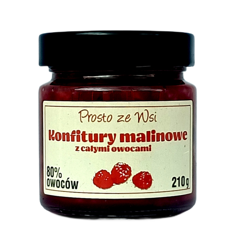 5907707433696 KONFITURA EKSTRA Z MALIN Z CAŁYMI OWOCAMI 210 g - PROSTO ZE WSI