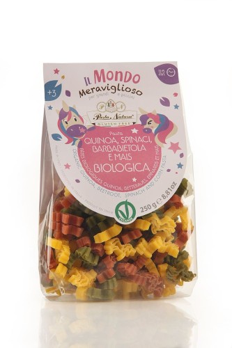 8050534141191 MAKARON (KUKURYDZIANY TRÓJKOLOROWY) DLA DZIECI JEDNOROŻCE BEZGLUTENOWY BIO 250 g - PASTA NATURA