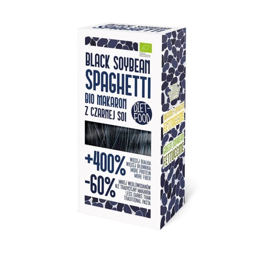 5901549275377 MAKARON PROTEINOWY (Z CZARNEJ SOI) SPAGHETTI BEZGLUTENOWY BIO 200 g - DIET-FOOD