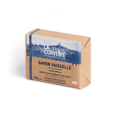 3182612707595 MYDŁO MARSYLSKIE DO MYCIA NACZYŃ Z SODĄ OCZYSZCZONĄ ECO 200 g - LA CORVETTE