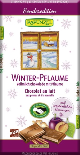 4006040027447 CZEKOLADA MLECZNA ZE ŚLIWKAMI ZIMOWA BIO 80 g - RAPUNZEL (PRODUKT SEZONOWY)