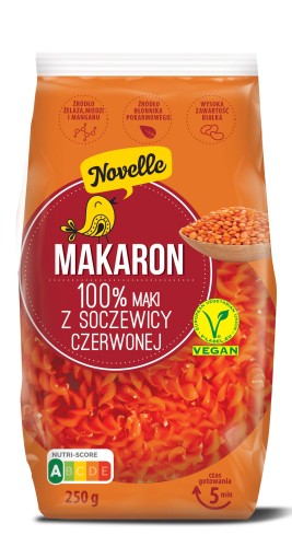 5906940001945 MAKARON PROTEINOWY Z SOCZEWICY CZERW ŚWIDERKI 250g - NOVELLE