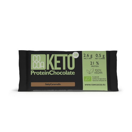 5902565216290 CZEKOLADA KETO PROTEINOWA O SMAKU SŁONEGO KARMELU BIO 40 g - COCOA