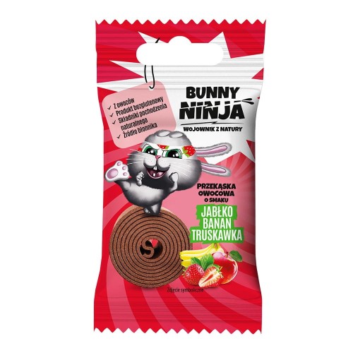 5902444124500 Przekąska owocowa o smaku jabłko-banan-truskawka Bunny Ninja, 15g