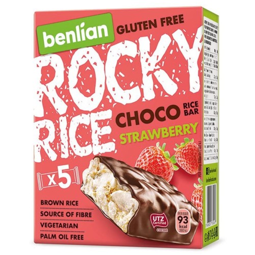 8606012182608 Batony ryżowe w polewach Rocky rice choco - strawberry Benlian, 90g