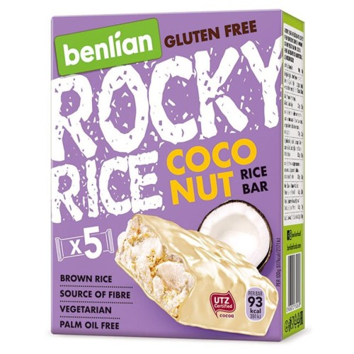 8606018700455 Batony ryżowe w polewach Rocky rice white - coconut Benlian, 90g