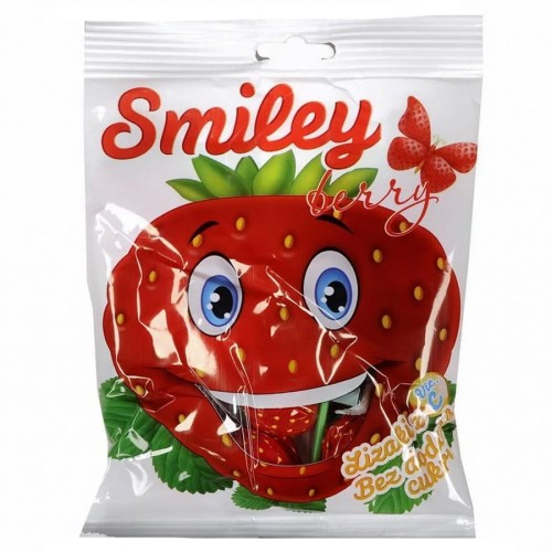5900415001935 Lizaki truskawkowe musujące bez dodatku cukru, z Vit C.Smiley Berry, 8 szt x 13g