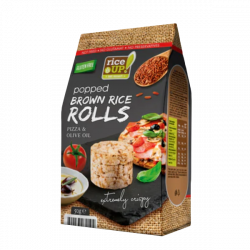 Krążki z brązowego ryżu o smaku PIZZY I OLIWY Z OLIWEK bezglutenowe 50g RICE UP