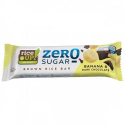 Batonik z brązowego ryżu BEZ CUKRU o smaku BANANA w GORZKIEJ CZEKOLADZIE bezglutenowy 18g RICE UP
