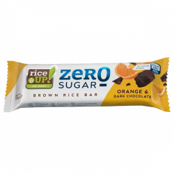 Batonik z brązowego ryżu BEZ CUKRU o smaku POMARAŃCZY w GORZKIEJ CZEKOLADZIE bezglutenowy 18g RICE UP