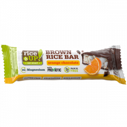 Batonik z brązowego ryżu o smaku POMARAŃCZY w GORZKIEJ CZEKOLADZIE bezglutenowy 18g RICE UP