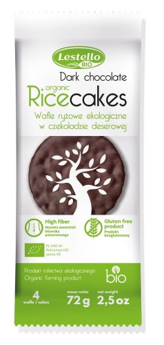 5902609001066 WAFLE RYŻOWE W CZEKOLADZIE DESEROWEJ BEZGLUTENOWE BIO 72 g -  LESTELLO