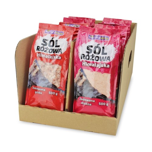 5902425058343 SÓL HIMALAJSKA RÓŻOWA JODOWANA OPAKOWANIE MIX (9+5) 14x500 g - NATURAVENA