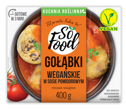 5901002008818 GOŁĄBKI WEGAŃSKIE W SOSIE POMIDOROWYM 400 g - SO FOOD