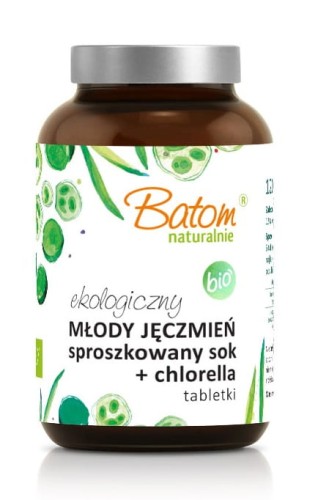 5907709955905 MŁODY JĘCZMIEŃ SPROSZKOWANY SOK + CHLORELLA 500 mg TABLETKI 120 g - BATOM