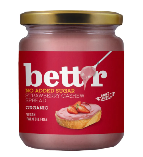3800233781311 KREM Z ORZECHÓW NERKOWCA TRUSKAWKOWY BEZ DODATKU CUKRU BIO 250 g - BETT'R
