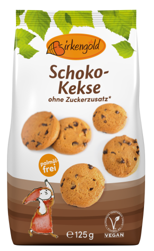 9120048833222 CIASTKA OWSIANE Z KAWAŁKAMI CZEKOLADY BEZ DODATKU CUKRU 125 g - BIRKENGOLD