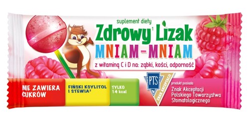 5900652819959 LIZAK KULKA O SMAKU MALINOWYM Z WITAMINĄ D I C BEZGLUTENOWY 6 g - MNIAM MNIAM STARPHARMA