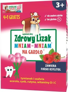 ZDROWY LIZAK MINIAM-MNIAM NA GARDŁO BEZ CUKRU (4 + 1 GRATIS) 30  g - STARPHARMA
