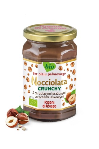 8052575091350 KREM Z ORZECHÓW LASKOWYCH I KAKAO CRUNCHY BEZGLUTENOWY BIO 250 g - NOCCIOLATA