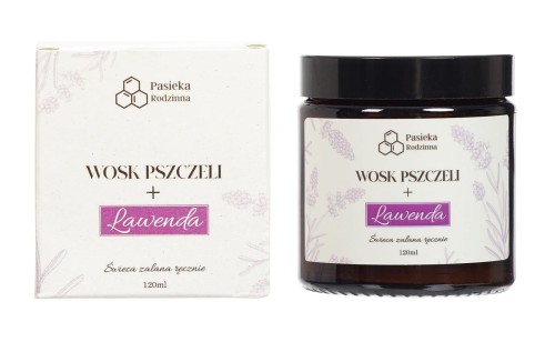 5905204692202 ŚWIECA ZAPACHOWA Z WOSKU PSZCZELEGO LAWENDA 120 ml - PASIEKA RODZINNA
