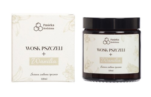 5905204692233 ŚWIECA ZAPACHOWA Z WOSKU PSZCZELEGO WANILIA 120 ml - PASIEKA RODZINNA