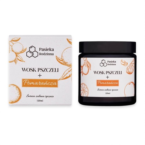 5905527200894 ŚWIECA ZAPACHOWA Z WOSKU PSZCZELEGO POMARAŃCZA 120 ml - PASIEKA RODZINNA