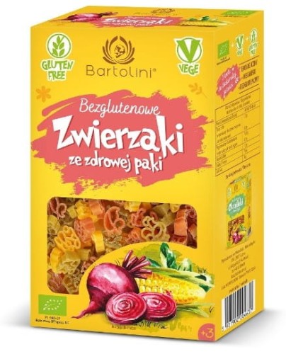 5901902004637 Makaron kukurydziano-ryżowy zwierzątka kolorowe  BEZGL. BIO 250g BARTOLINI