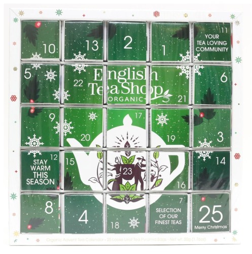 680275061250 Zestaw herbatek świątecznych Kalendarz Adwentowy PUZZLE zielony BIO 50g ENGLISH TEA SHOP