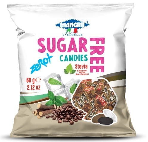 8004203124824 Cukierki o smaku kawowym ze stewią bez cukru 60 g MANGINI
